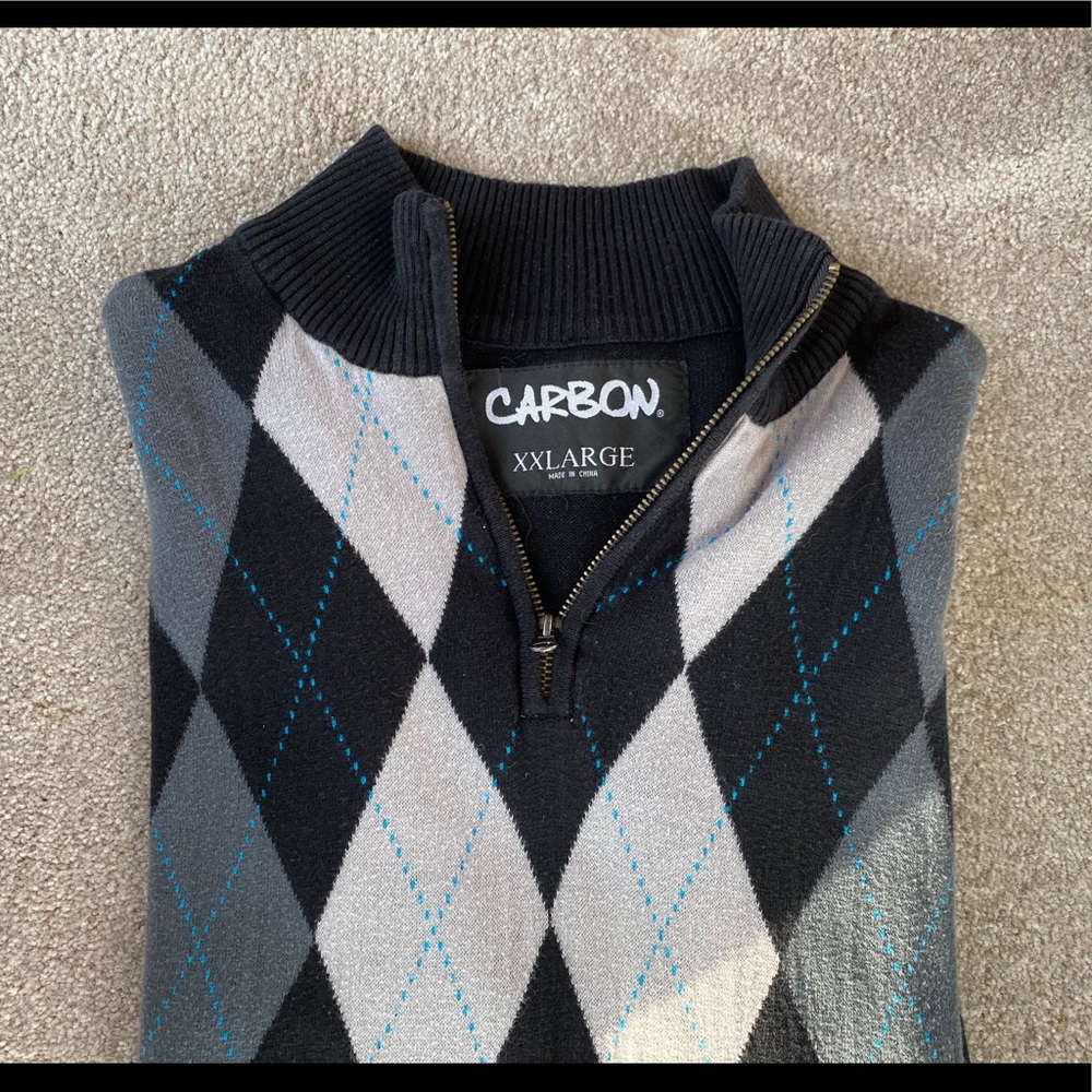 Long-sleeved argyle sweater